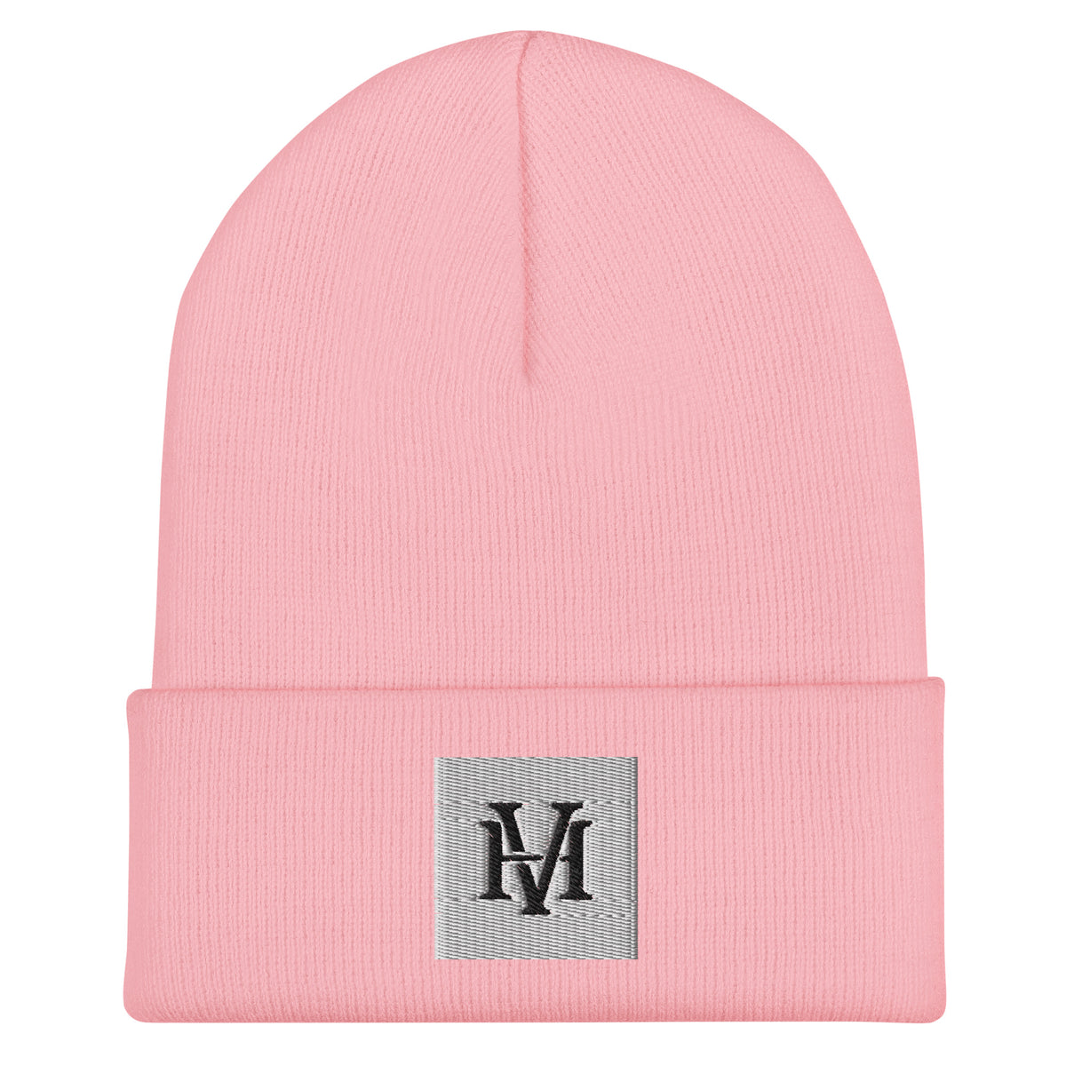 Concrete Cuffed Beanie in Baby Pink – Vorderansicht