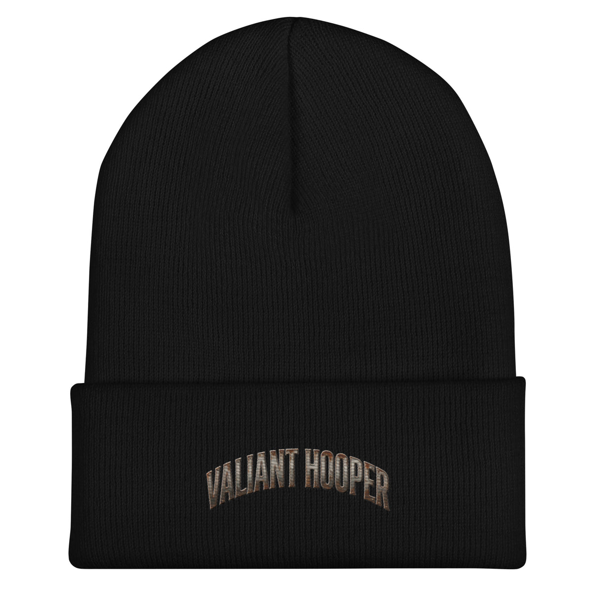 Born of Coal Cuffed Beanie in Schwarz – Vorderansicht