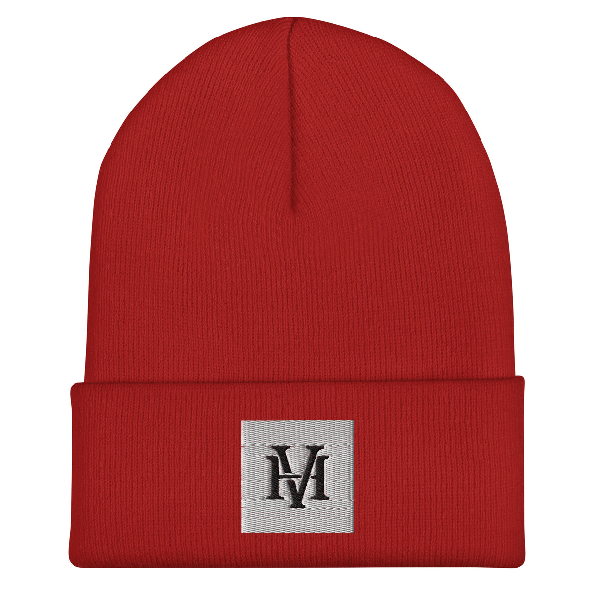 Concrete Cuffed Beanie in Rot – Vorderansicht