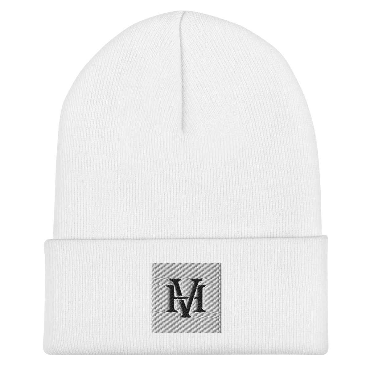 Concrete Cuffed Beanie in Weiß – Vorderansicht