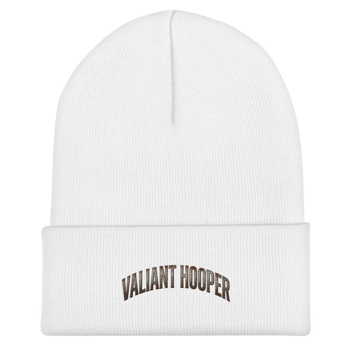 Born of Coal Cuffed Beanie in Weiß – Vorderansicht