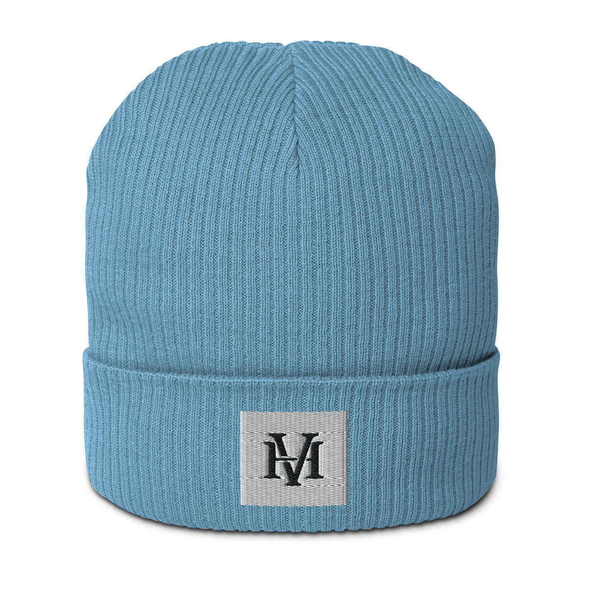 Streetblock Ribbed Beanie in Light Avio Blue – Vorderansicht