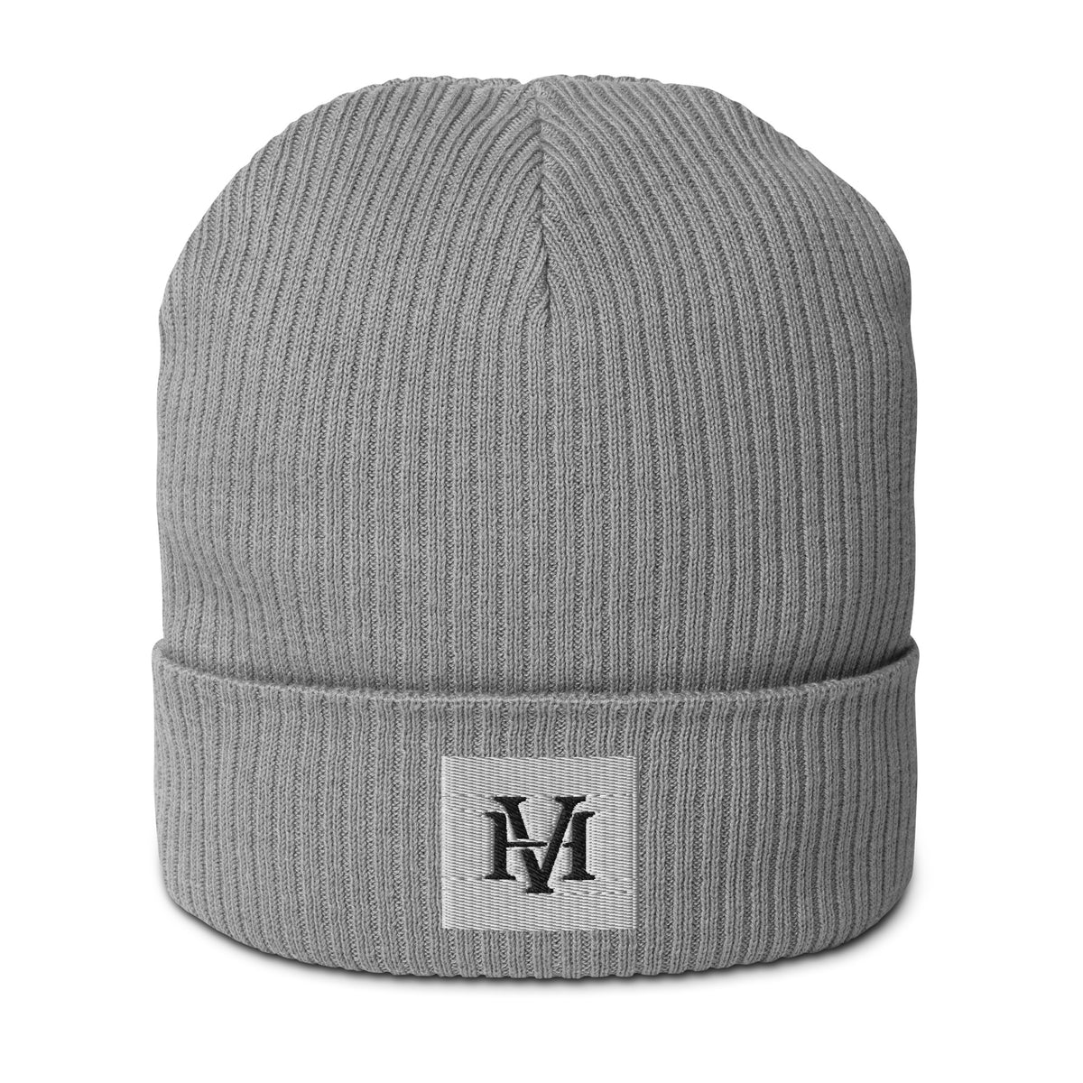 Streetblock Ribbed Beanie in Hellgrau – Vorderansicht