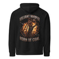 Born of Coal Raglan Hoodie in Schwarz – Rückansicht