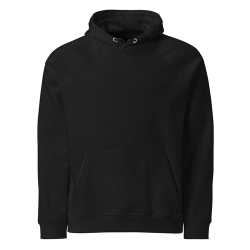 Born of Coal Raglan Hoodie in Schwarz – Vorderansicht