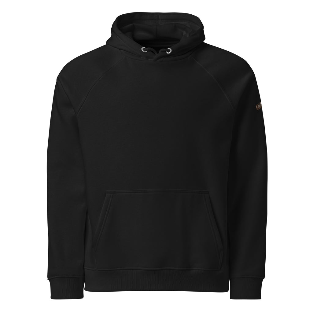 Rise Up Raglan Hoodie in Schwarz – Vorderansicht