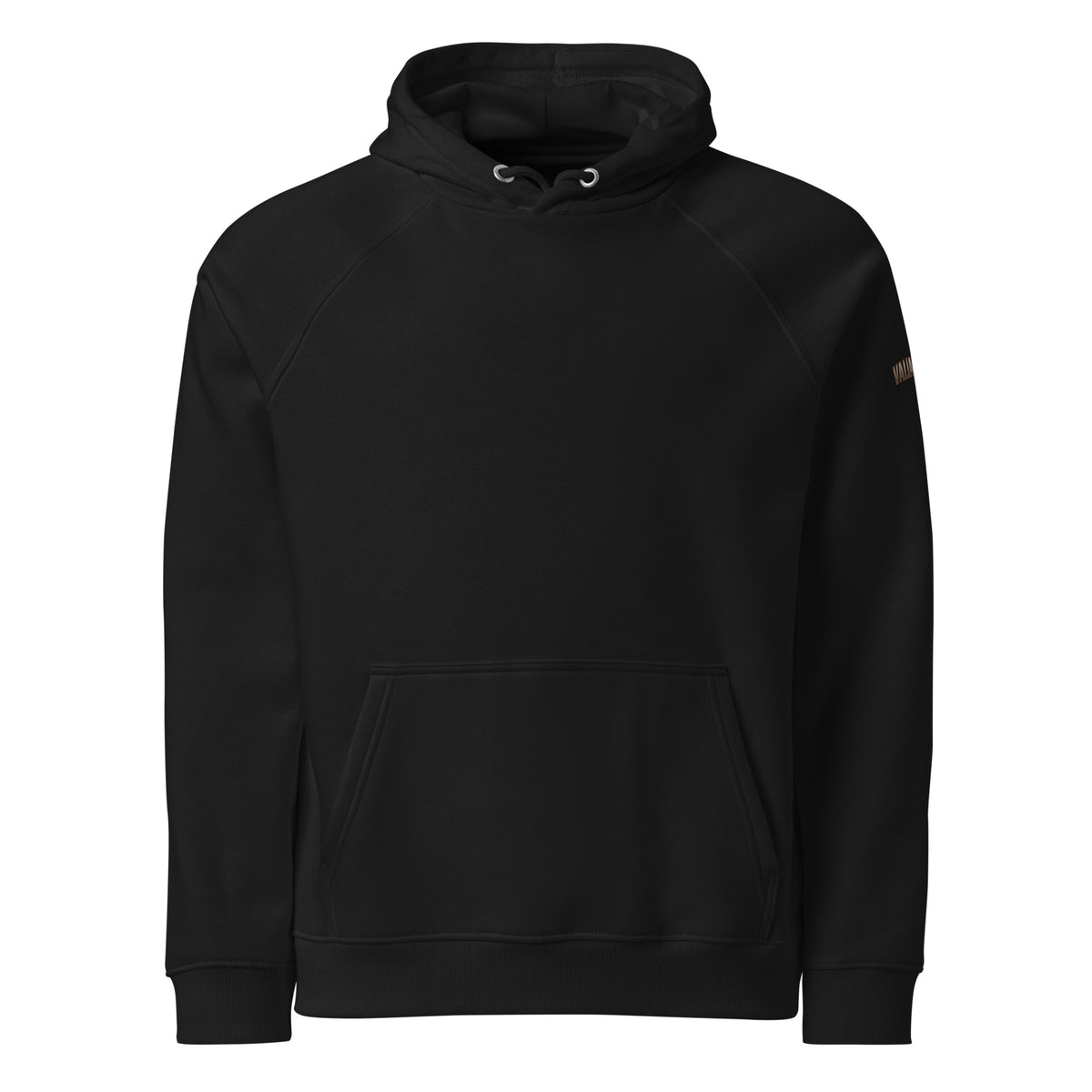 Rise Up Raglan Hoodie in Schwarz – Vorderansicht