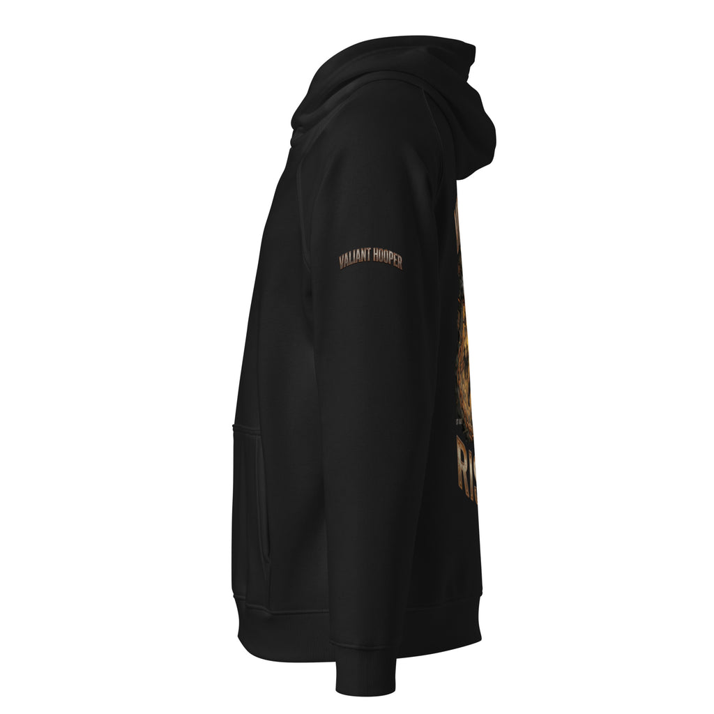Rise Up Raglan Hoodie in Schwarz – Seitenansicht