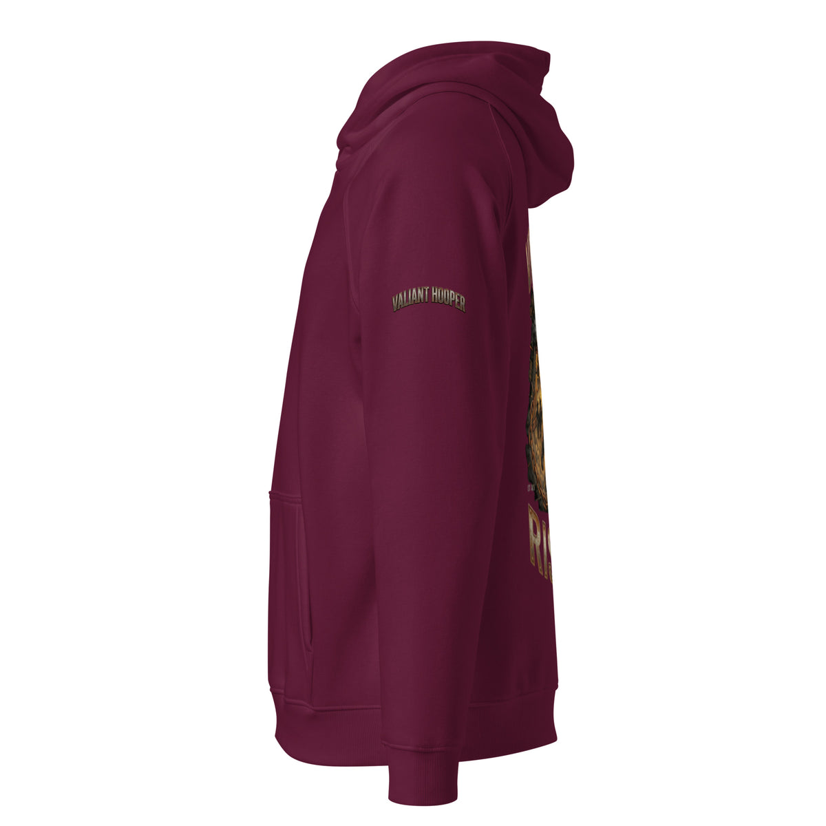 Rise Up Raglan Hoodie in Burgundy – Seitenansicht
