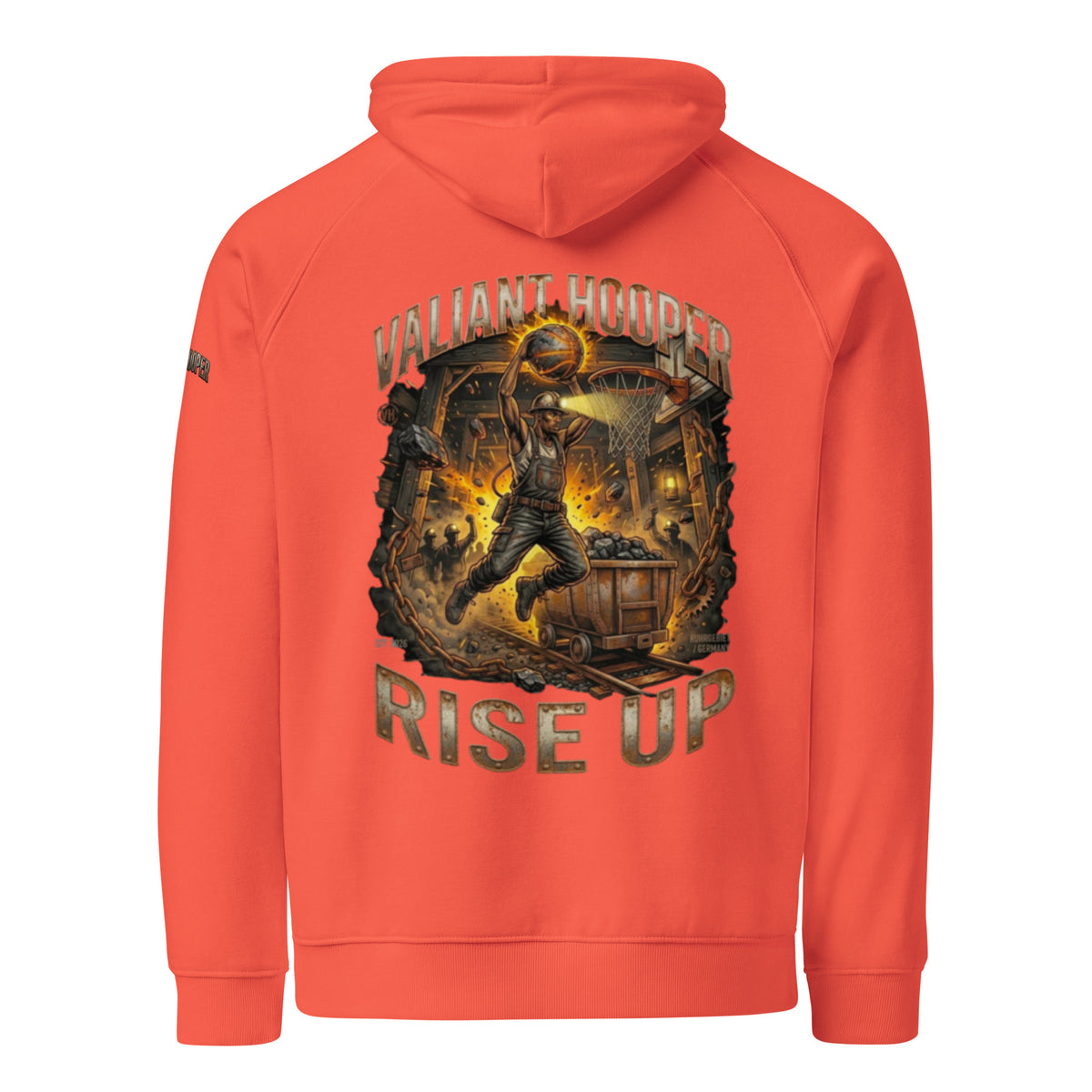 Rise Up Raglan Hoodie in Gebrannte Orange – Rückansicht