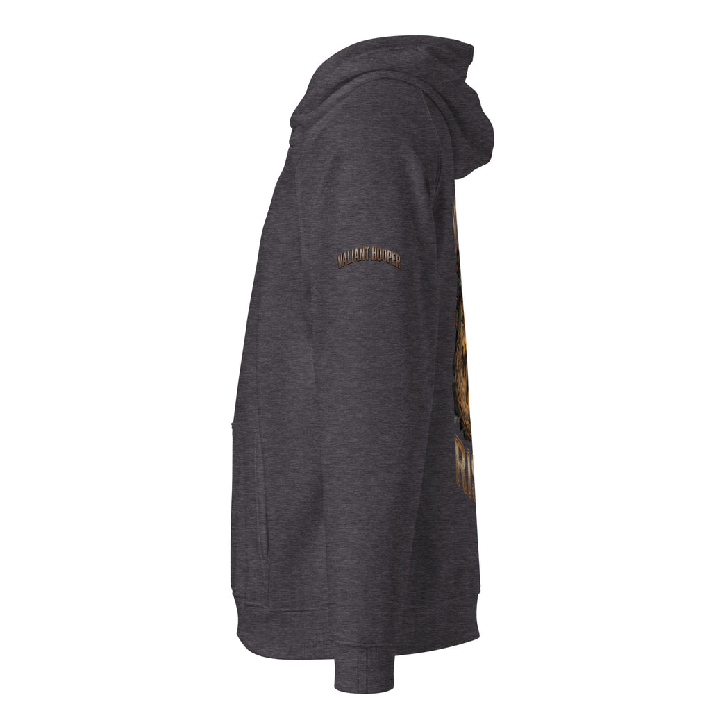 Rise Up Raglan Hoodie in Charcoal Melange – Seitenansicht