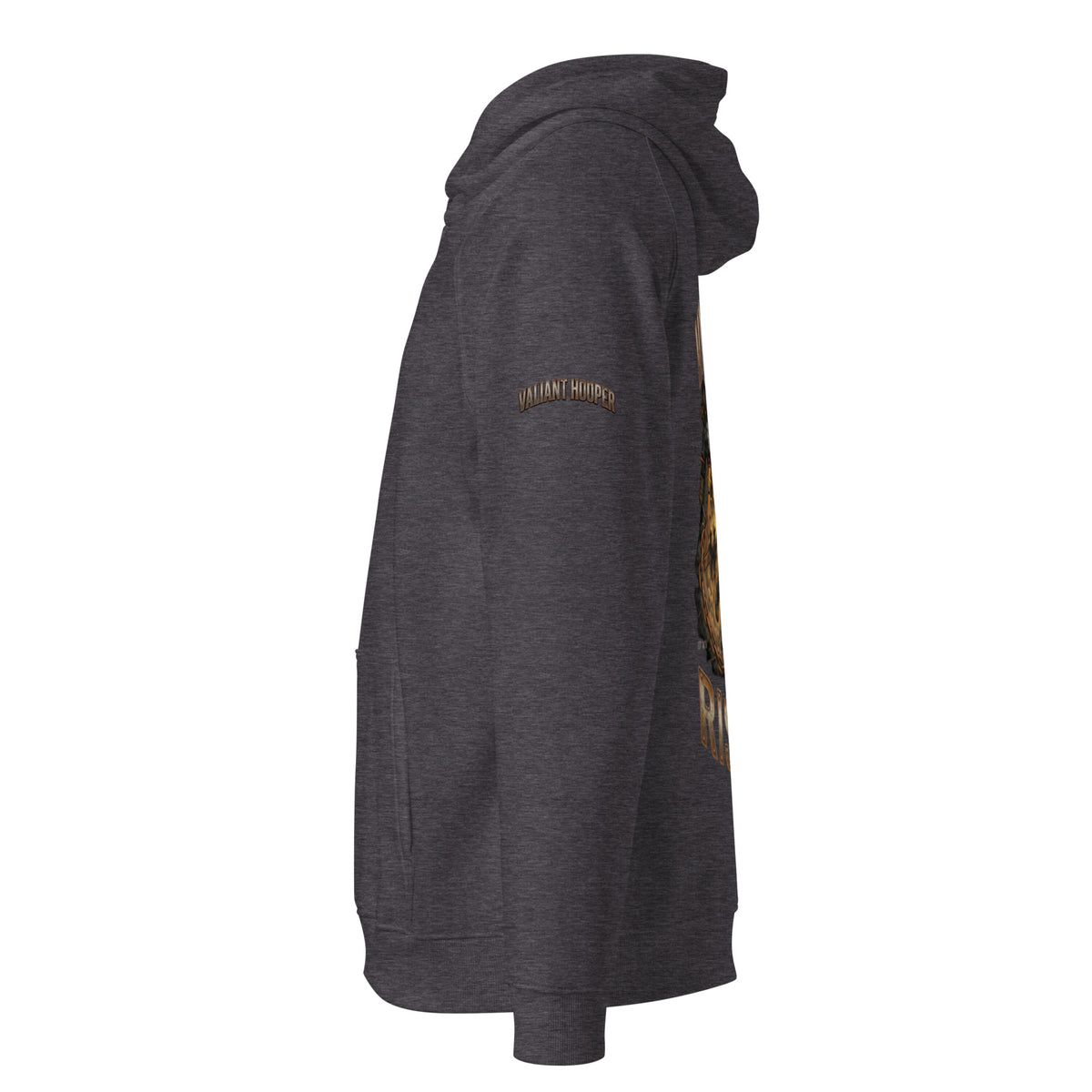 Rise Up Raglan Hoodie in Charcoal Melange – Seitenansicht