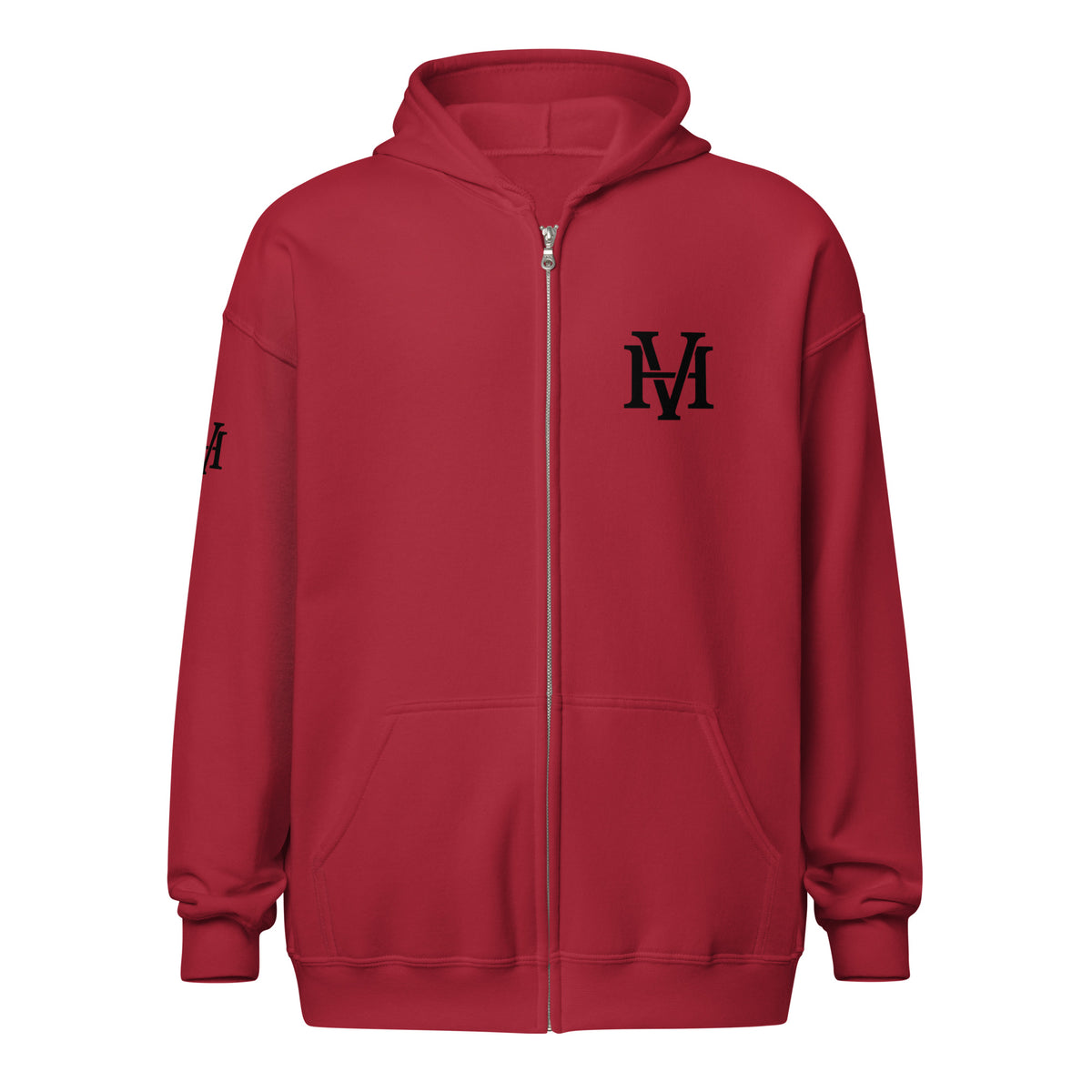 Valiant Zip Hoodie in Kardinalrot – Vorderansicht