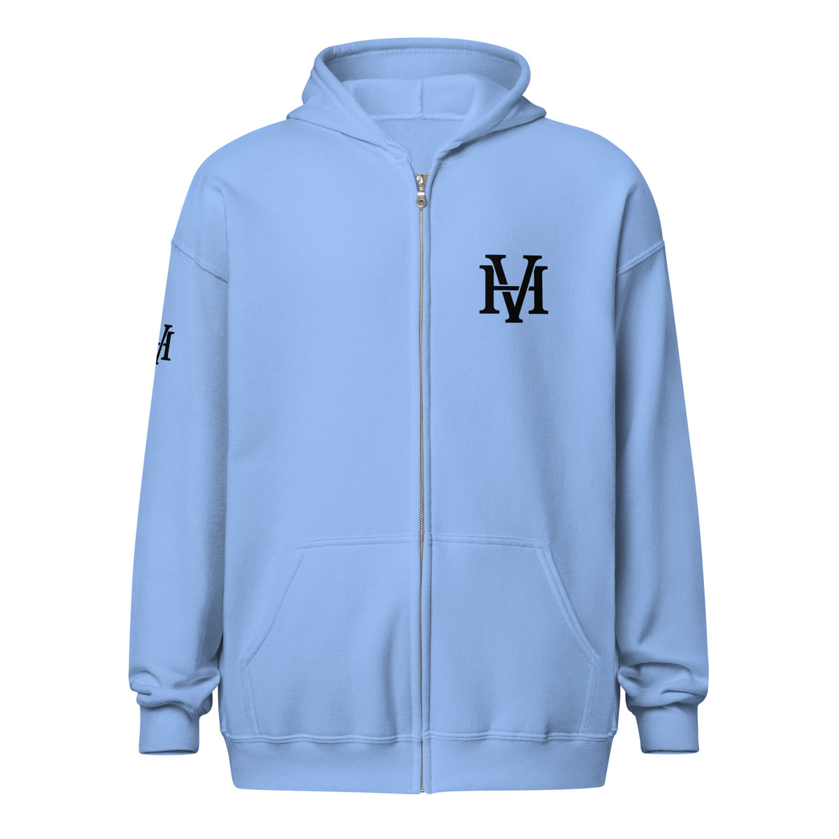 Valiant Zip Hoodie in Carolina-Blau – Vorderansicht