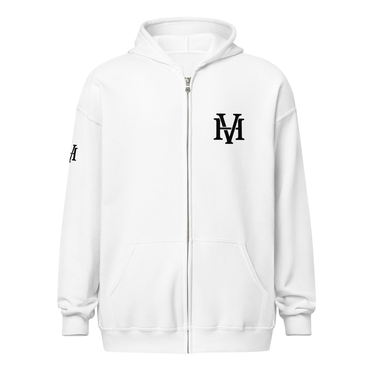 Valiant Zip Hoodie in Weiß – Vorderansicht