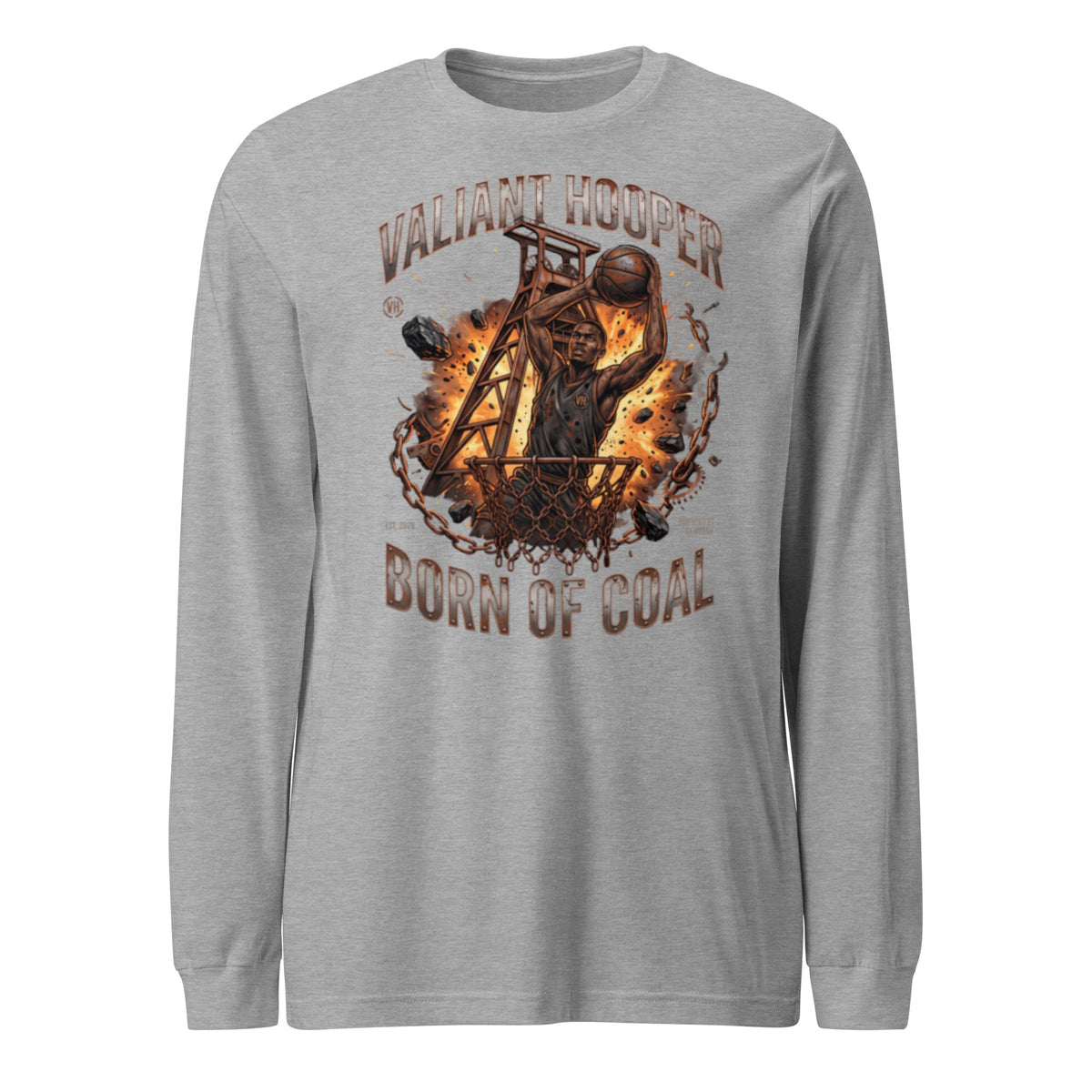 Born of Coal Longsleeve in Athletic Heather – Vorderansicht