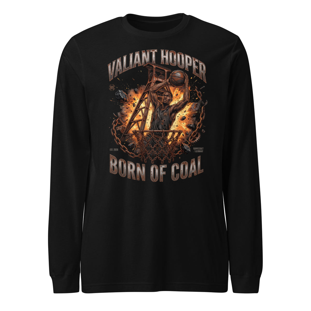 Born of Coal Longsleeve in Schwarz – Vorderansicht