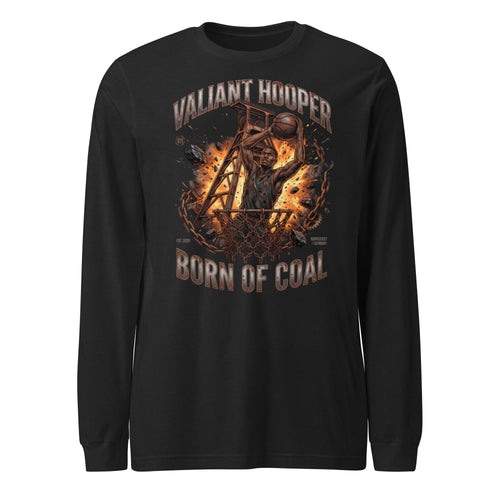 Born of Coal Longsleeve in Schwarz Heather – Vorderansicht