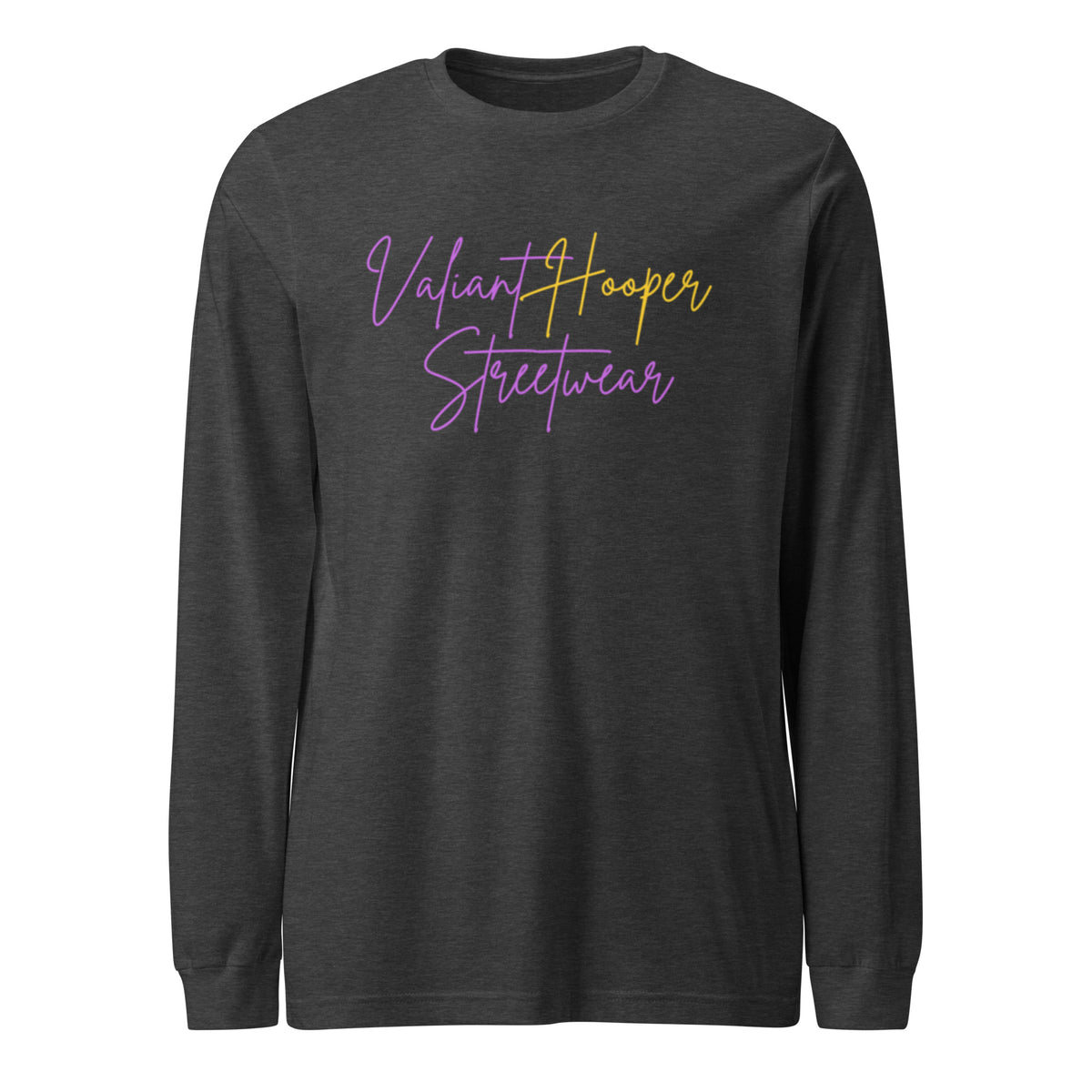 Signature Longsleeve Purple & Gold in Dunkelgrau Heather – Vorderansicht