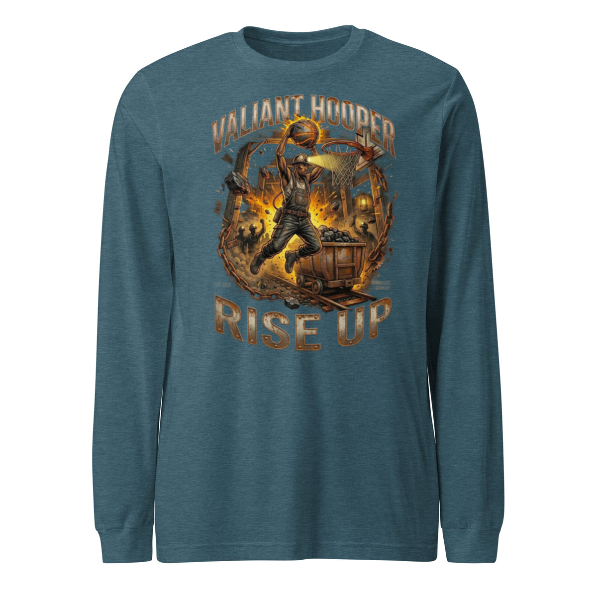 Rise Up Longsleeve in Heather Tiefes Blaugrün – Vorderansicht