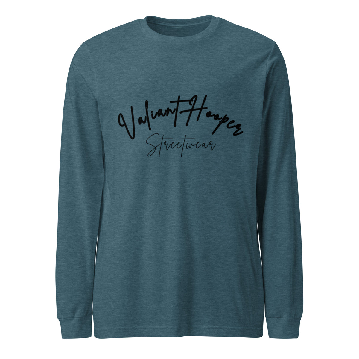 Signature Longsleeve in Heather Tiefes Blaugrün – Vorderansicht