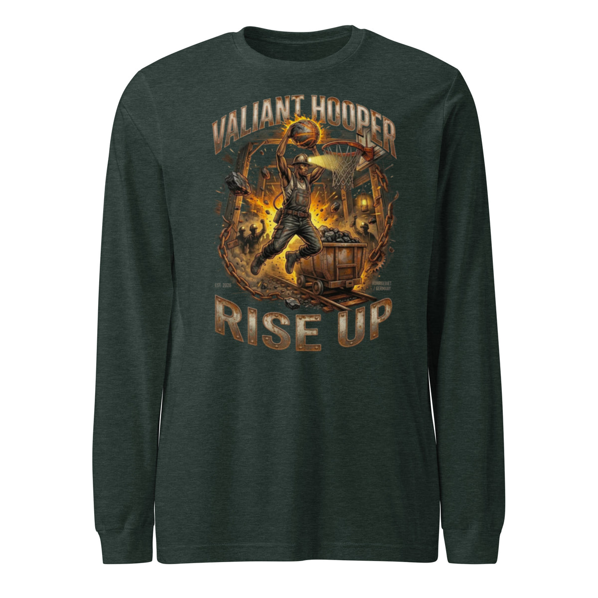 Rise Up Longsleeve in Heather Wald – Vorderansicht