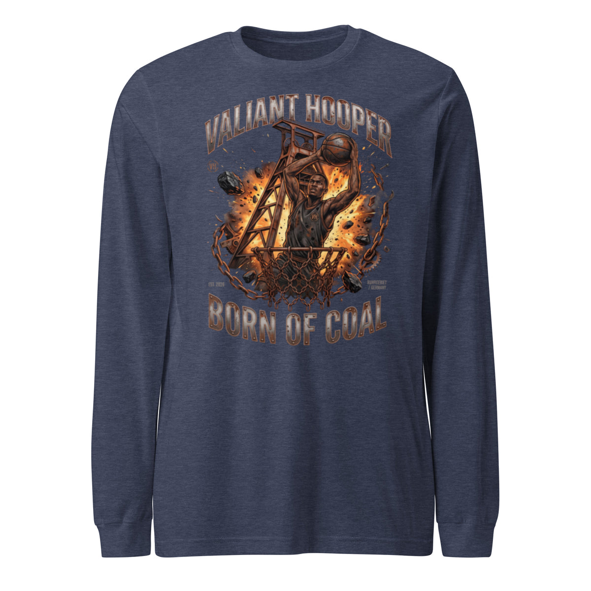 Born of Coal Longsleeve in Heather Navy – Vorderansicht