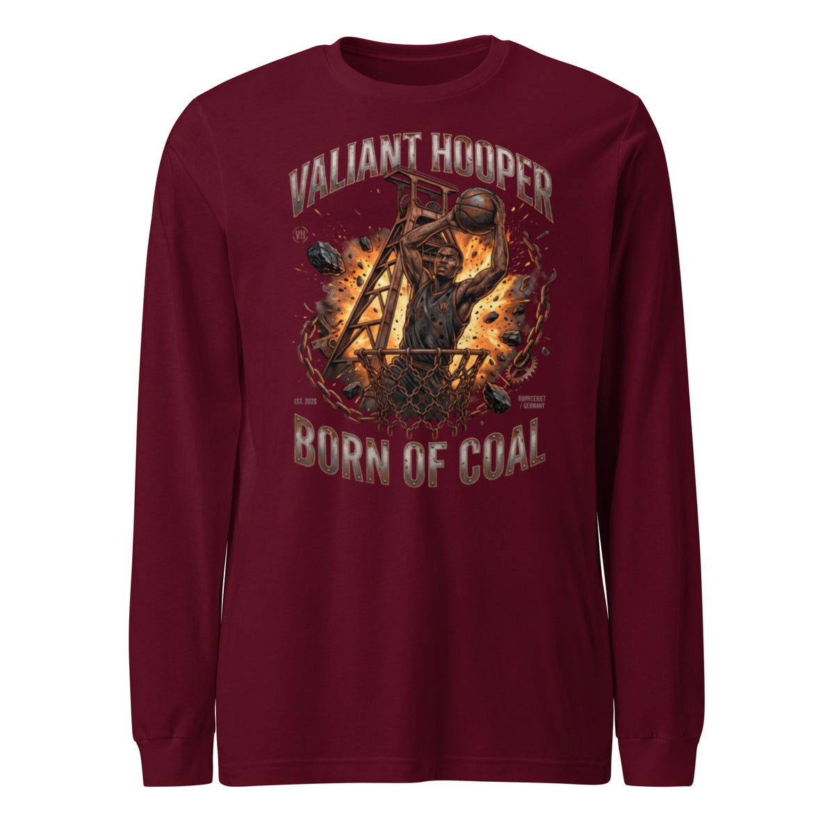 Born of Coal Longsleeve in Kastanienbraun – Vorderansicht