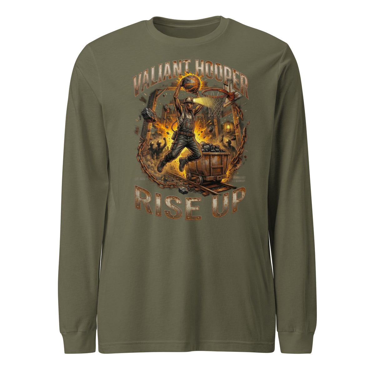 Rise Up Longsleeve in Militärgrün – Vorderansicht