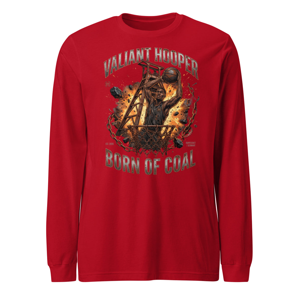 Born of Coal Longsleeve in Rot – Vorderansicht