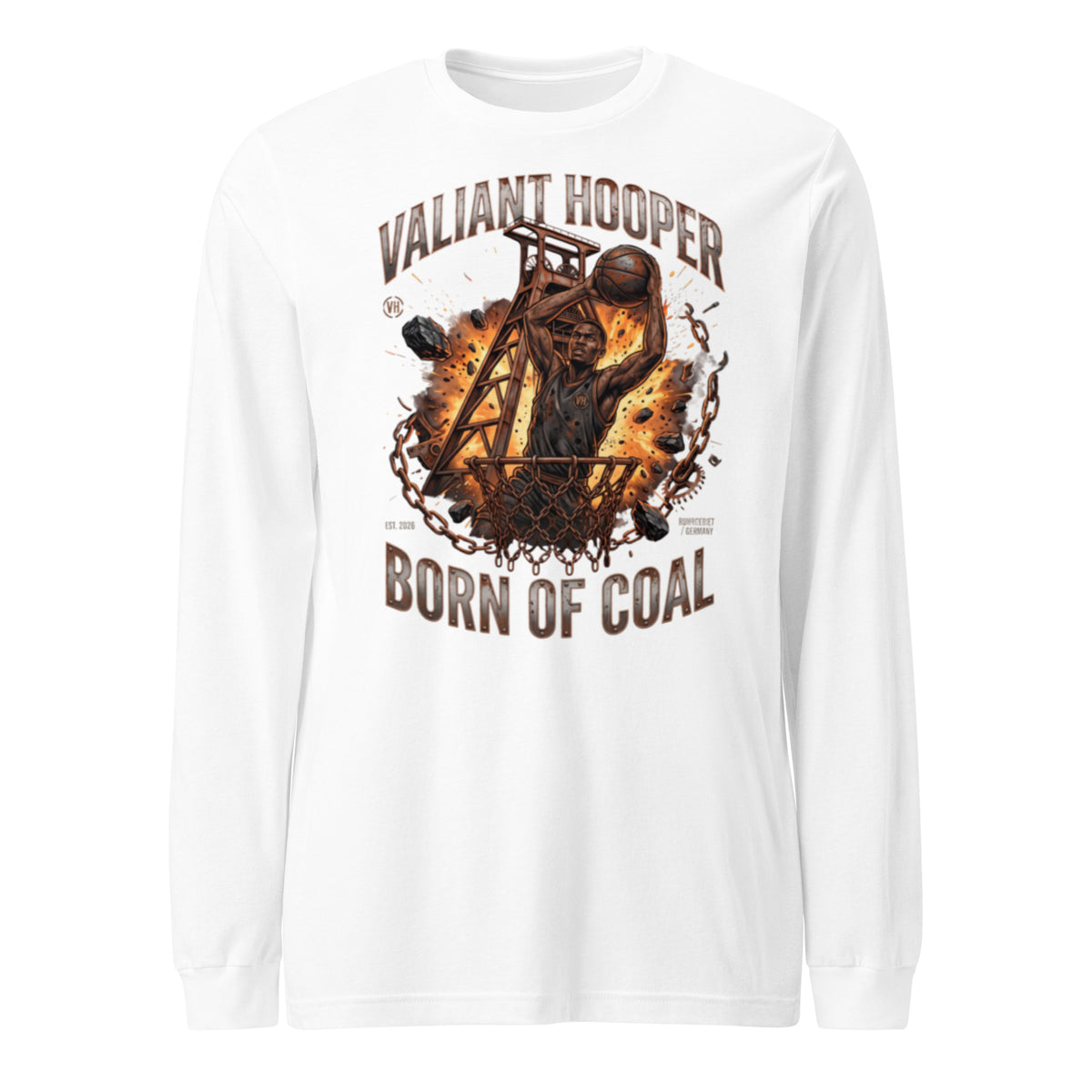 Born of Coal Longsleeve in Weiß – Vorderansicht