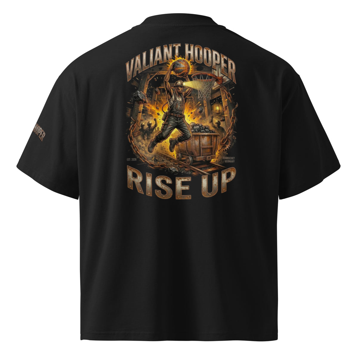 Rise Up Oversize Tee in Schwarz – Rückansicht