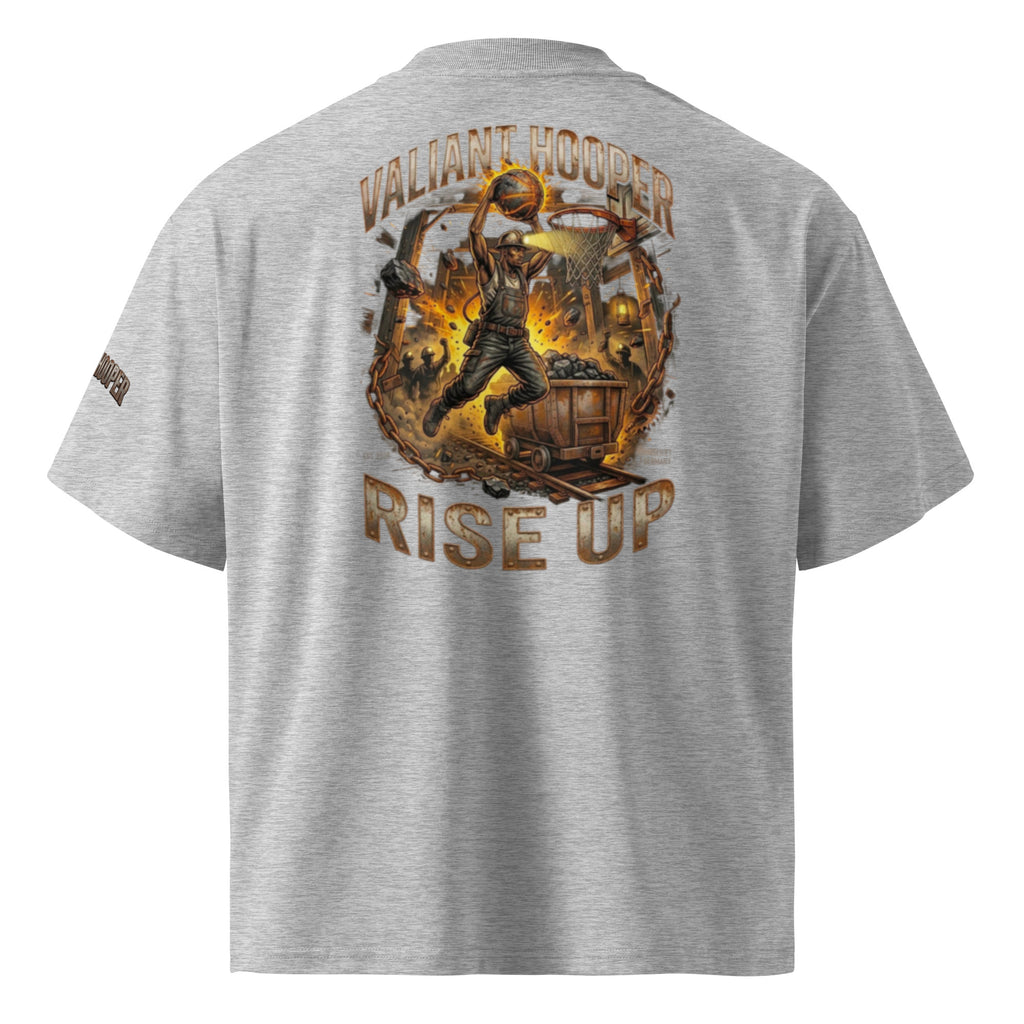 Rise Up Oversize Tee in Heather Grau – Rückansicht