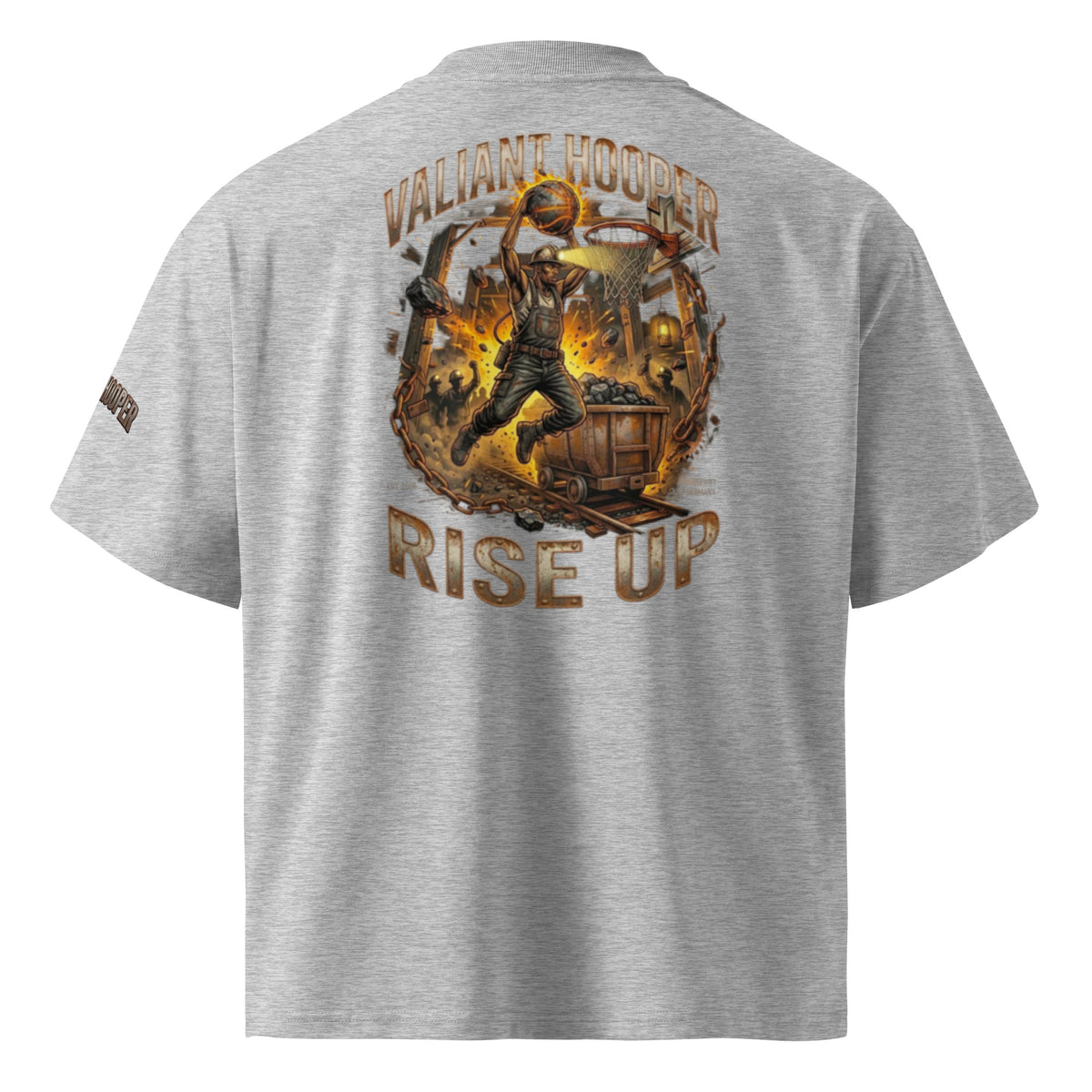 Rise Up Oversize Tee in Heather Grau – Rückansicht