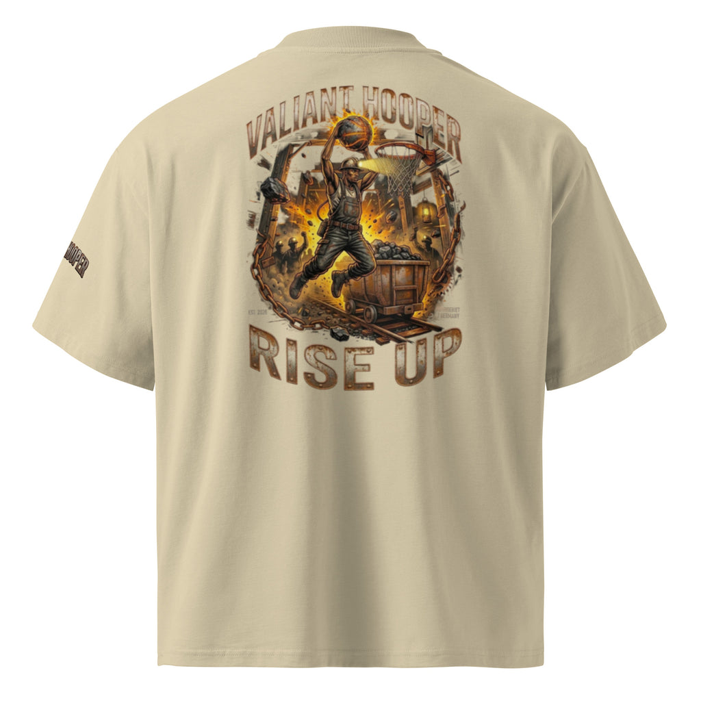 Rise Up Oversize Tee in Stein – Rückansicht