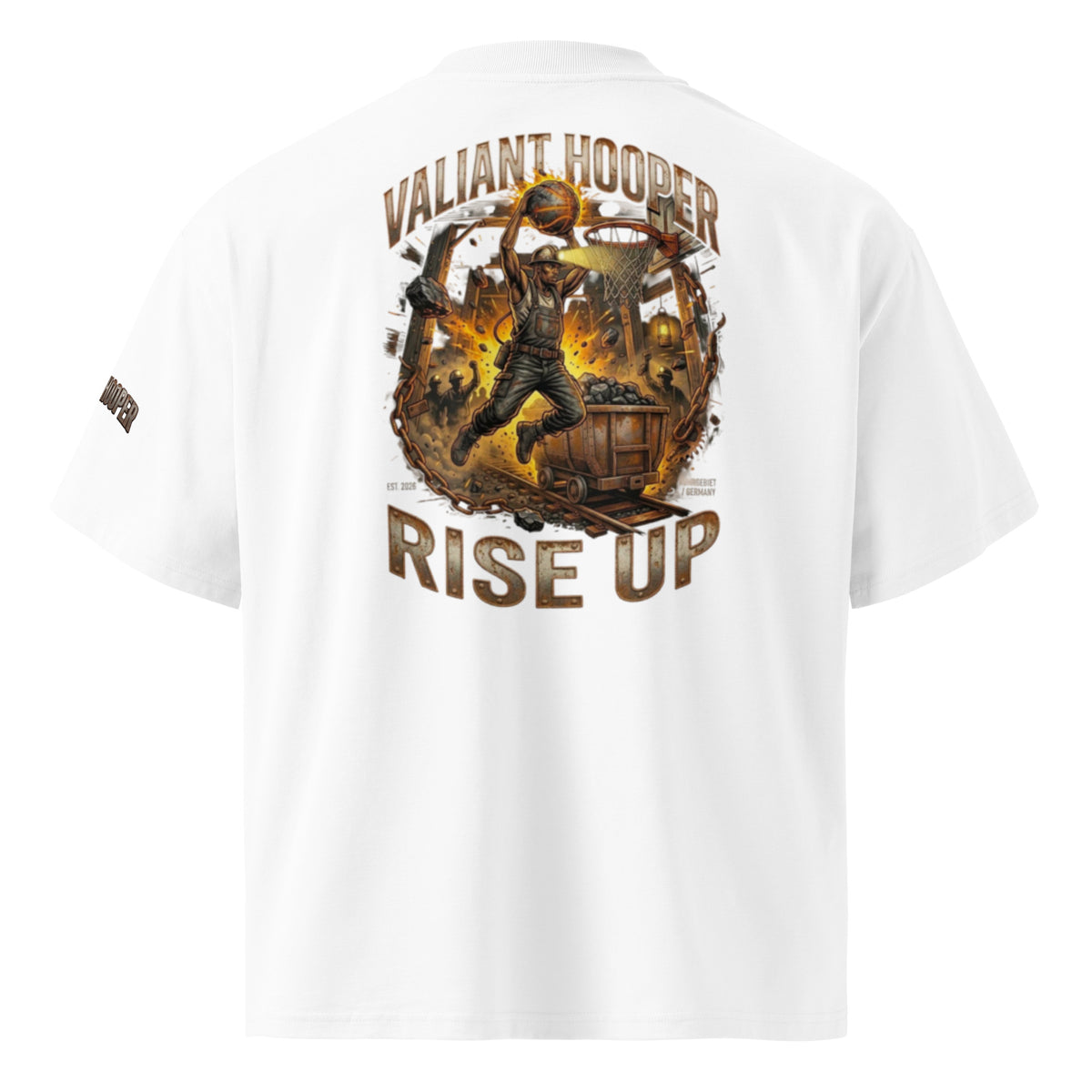 Rise Up Oversize Tee in Weiß – Rückansicht