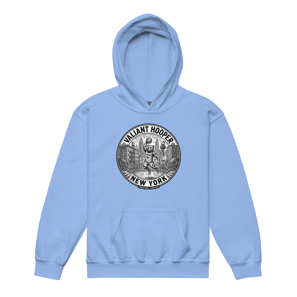 Renegade Kids Heavy-Blend Hoodie in Carolina-Blau – Vorderansicht