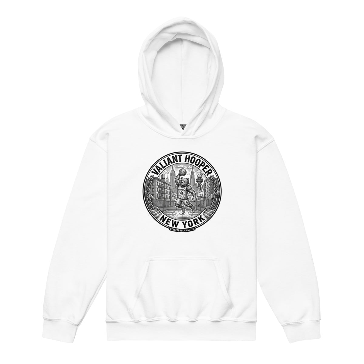 Renegade Kids Heavy-Blend Hoodie in Weiß – Vorderansicht